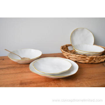 Porcelain dinnerware set in irregular shape